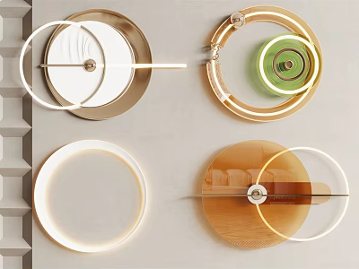 Modern Circular Wall Decor With Illuminated Rings And Diverse Color Accents 3d model