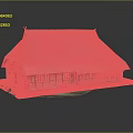 Traditional Style Brick House Model With Red Tile Roof And Green Grass Base