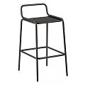 Tall Black Metal Bar Stool With Slatted Seat And Minimalist Sturdy Design