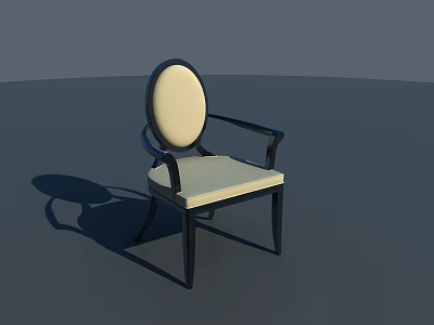 Classic Upholstered Dining Chair With Dark Wooden Frame And Light Seat Cushion 3d model