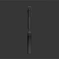 Gray Metal Pistol With Silencer On Dark Reflective Background Surface 3d model