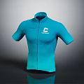 Teal Short Sleeve Cycling Jersey With Front Zipper And Brand Logo