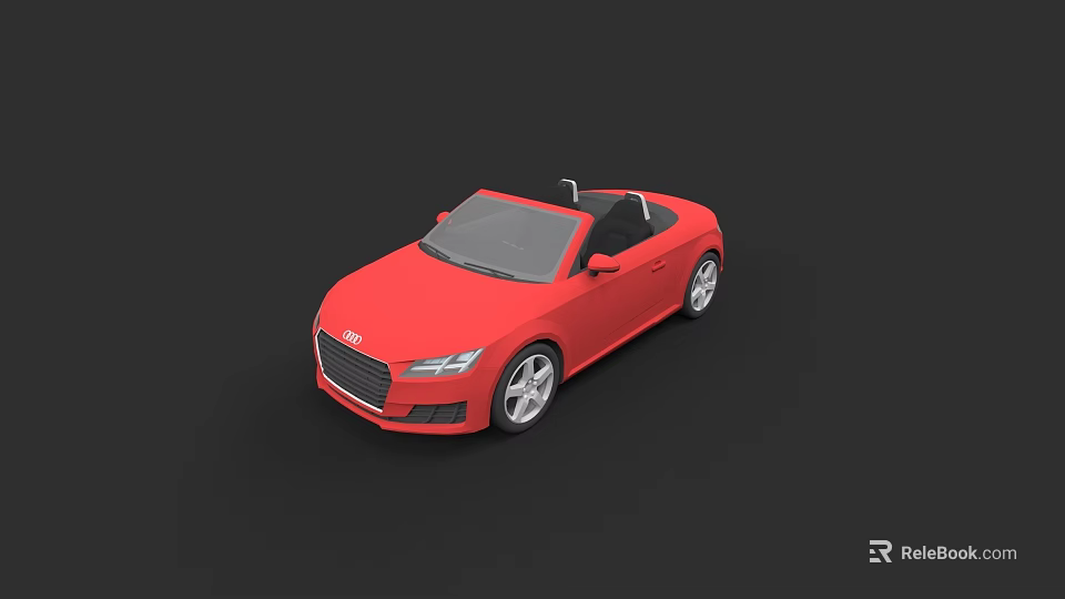 Red Audi Convertible Car With Open Top And Sporty Exterior Design 3d model 