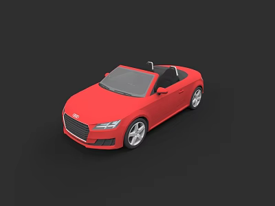 Red Audi Convertible Car With Open Top And Sporty Exterior Design 3d model