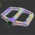 Shiny Iridescent Bicycle Pedal With Metallic Open Frame And Multiple Secure Pins