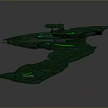 Futuristic Teal Spaceship 3D Model With Glowing Green Lines And Intricate Design