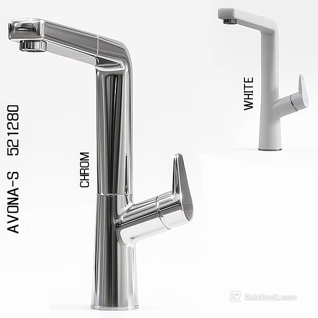 AVONA S 521260 Faucet Chrome And White Color Options Modern Kitchen Bathroom Design 3d model 