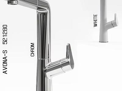 AVONA S 521260 Faucet Chrome And White Color Options Modern Kitchen Bathroom Design 3d model
