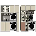 Modern Bathroom Cabinet Design With Washing Machine Storage Cabinets And Organized Shelves