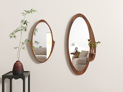 Modern Mirror Medieval Solid Wood Decorative Mirror 3d model