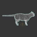 White Cat Silhouette In Low Poly Design On Black Background
