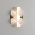 Modern Geometric Wall Sconce With White Shade And Gold Metal Base Design