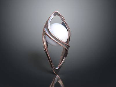 Modern Decorative Ornament Piece with Geometric Metallic Frame and White Sphere for Contemporary Interior Decoration 3d model