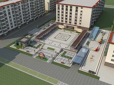 New Chinese Square Landscape Square 3d model New Chinese Square Landscape Square 3d model