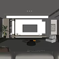 Modern Living Room Interior Design With TV Wall Sofa Coffee Table And Plant