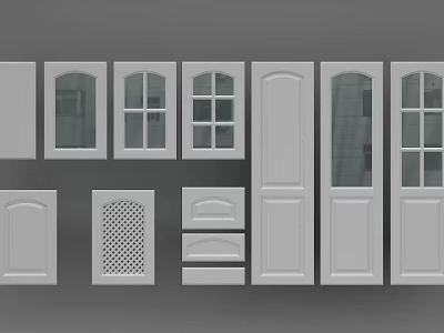 Different Styles Of White Doors And Windows With Glass And Panel Designs 3d model