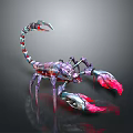 3D Futuristic Mechanical Scorpion Model With Purple Red Silver Metallic Design