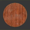 Orange Round Wooden Table With Natural Wood Grain And Stable Cross Base Structure