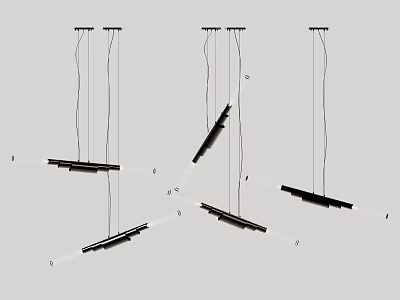 Minimalist Modern Linear Pendant Lights Multiple Suspended Black Fixtures For Contemporary Home Interior Design 3d model
