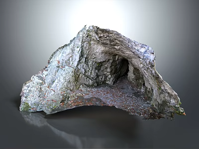 Mossy Rock Cave With Gravel Floor And Natural Inner Entrance 3d model