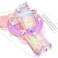 Pink Themed Kids Playground With Slide Ball Pit And Castle Structure