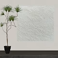 White Textured Wall With Wave Pattern And Green Plant In Modern Interior 3d model