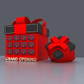 Grand Opening Celebration With Red Gift Boxes And Black Bows 3d model