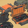 Industrial Equipment Tool Cases In Multiple Colors Orange Gray Green Open And Closed Storage