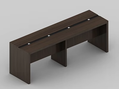 Leisure Area Dark Wood Long Table With Compartment Design And Surface Details 3d model