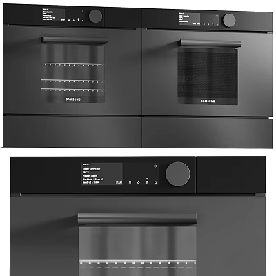 Modern Black Built in Kitchen Appliances With Sleek Design And Digital Controls 3d model