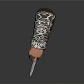 Leather And Metal Wrist Weapon With Decorative Silver Plates And Sharp Blade