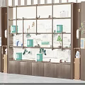 Modern Chinese Style Wooden Decorative Cabinet With Multi layer Shelves Green Boxes And Ornaments