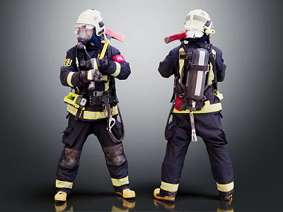 Modern man fireman fireman 3d model