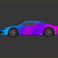 Modern Iridescent Sports Car With Sleek Aerodynamic Design Blue Purple Gradient Finish Sporty Black Wheels