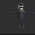 Robot Character With Outstretched Arms Cigar In Mouth And Beer Bottle