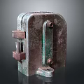 Vintage Rusted Metal Door Handle With Rustic Green Brown Patina And Old Lock Mechanism