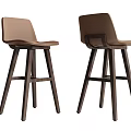 Modern Wooden Bar Stools With White Padded Seat Design For Home Kitchen Counter