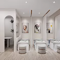 Elegant Modern Beauty Hair Salon Interior With Styling Chairs And Pendant Lights
