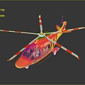 Red And Yellow Helicopter With 2024 Logo White Red Striped Rotors 3D Rendered Design
