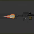 Futuristic Flame Gun Shooting Bright Fire With Scope Magazine And Reflection
