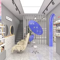 Color Zone Beauty Store In Shopping Mall Featuring Cosmetics Skincare Display Shelves And Billboard