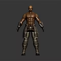 Muscular Male Fantasy Warrior Game Movie Character With Metal Arm And Leg Armor