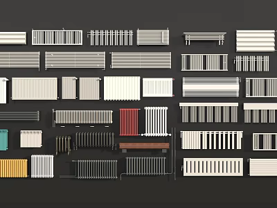 Various Styles Of Radiators In Different Colors For Home Heating Systems 3d model