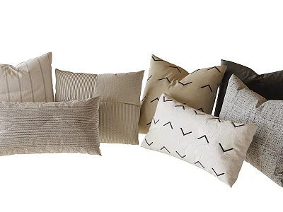 Decorative Throw Pillows With Neutral Tones Striped And V Shaped Geometric Patterns 3d model
