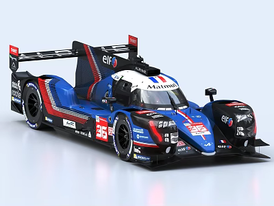 Blue White Red Prototype Racing Car With Aerodynamic Design And ELF Livery 3d model