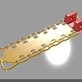 Yellow Elongated Orthopedic Medical Device With Perforated Surface And Red Components