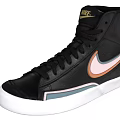 Nike Black High Top Leather Shoes With Pink Gray Accents And White Sole