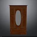 Classic Mahogany Wardrobe With Oval Mirror Drawer And Cabinet Doors
