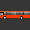 Red Modern City Bus with Large Windows Sleek Exterior and Reflection on Smooth Surface