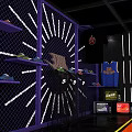 Modern Sportswear Display Space With Neon Geometric Frame And Nike Apparel